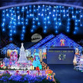 Christmas Lights Outdoor, 1280 LED 131FT Ice Lights for Outside, Clear Wire 8 Modes Plug in 240 Drops Ice String Lights with Timer Memory Function Hanging Light for Christmas Decor(Blue) by Heceltt