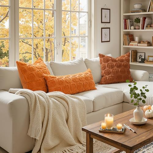 MIULEE Fall Pillow Covers Pumpkin Fall Decor 18x18 Orange - Image 5