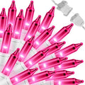 LAMPHOME Pink Christmas Lights Set 100 Count 19.6 Feet Incandescent Bulb Mini String Lights for Indoor Christmas Tree Garland Birthday Wedding Party Festival Decoration, White Wire by ULL