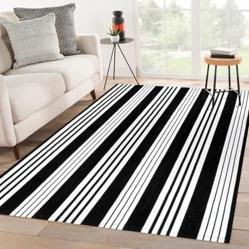 OJIA Outdoor Rugs 5'x7' Patio Rug Washable Carpet Black & White Camping Rug - Image 5