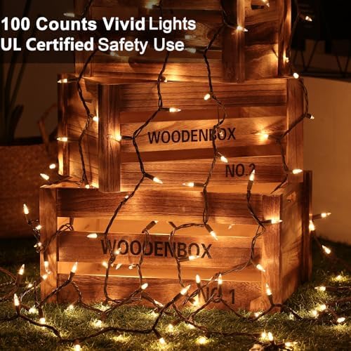 BrizLabs White Incandescent Mini Christmas Tree Lights 100 Count Brown Wire - Image 6