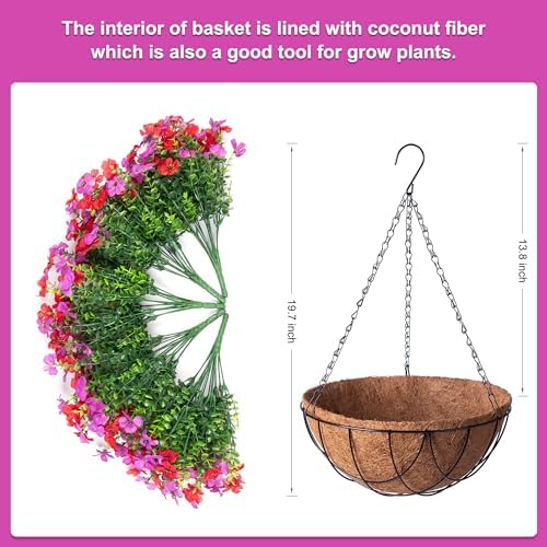 INXUGAO Artificial Fake Flowers Hanging Basket for Outdoor Decoration - Image 4