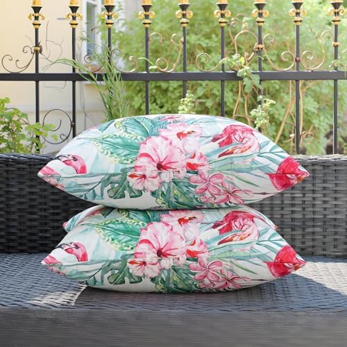 Pyonic Waterproof Outdoor Pillow Covers 18x18 inch Tropical Plant and Flamingo Throw Pillow Covers for Summer Patio Furniture Garden Porch Pool Decor - Image 5