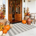 Fall Front Door Mat 3x5, Cotton Washable Woven Striped Outdoor Rug by Sungea