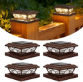 Brightever 4x4 Post Solar Lights, Solar Post Cap Lights Brown 4-Pack by Brightever