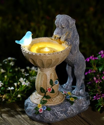 Nacome Solar Dog Statues for Garden Decor: IP65 Waterproof Resin by Nacome