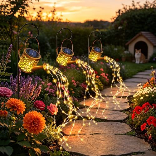 Solar Watering Can Lights Garden Decor, Metal Waterproof Hanging Lantern - Image 2