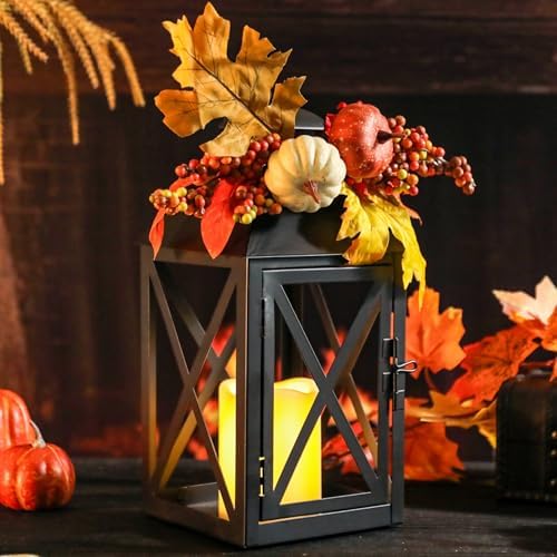 Bdor Fall Lanterns LED Candles 2 Pack 12 Inch Thanksgiving Decor Timer - Image 2