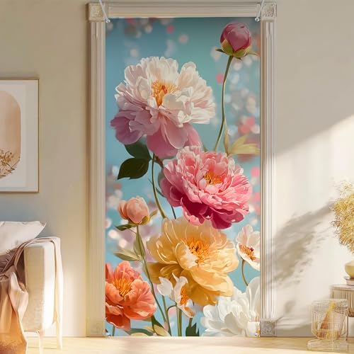 Front Door Covers Decorative, Spring Flower Design Door Curtain 70.8 x 35.4 Inch for Porch Outdoor Indoor Home Decor (Colorful-248) - Image 5