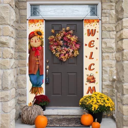 Fall Decor Banner,Scarecrow Thanksgiving Decorations Autumn Banner - Image 4