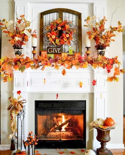 Fall Garland Maple Leaf Garland, 6 Ft/Piece, 3 Piece, Artificial Maple Leaves Hanging Vine, Thanksgiving Decor (3) - Image 3