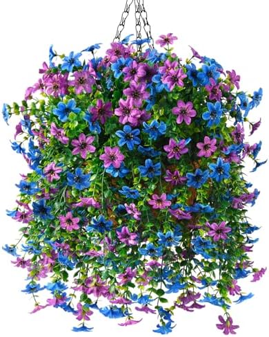 Artificial Faux Hanging Flowers Plants Basket for Outdoor Spring Home Decor by INQCMYPlantRack