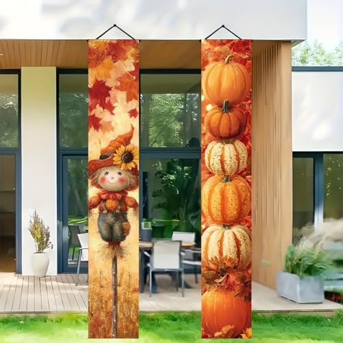 BlissYard Fall Scarecrow Porch Banner 12x71 Inch - Image 5