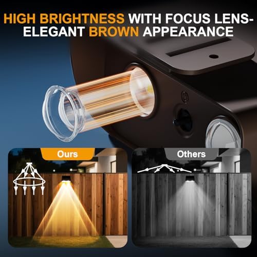 Super Long Lasting Solar Fence Lights Outdoor,Deck Lights Waterproof,Perfect for Winter and Rainy Days,Dusk to Dawn High Brightness Solar Lighting for Wall,Stair,Yard,Patio,Backyard(18 Pack,Brown) - Image 3