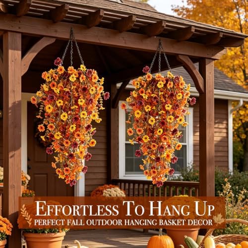 4PCS Artificial Fall Flowers for Outdoors Fall Decorations UV Resistant - Image 4