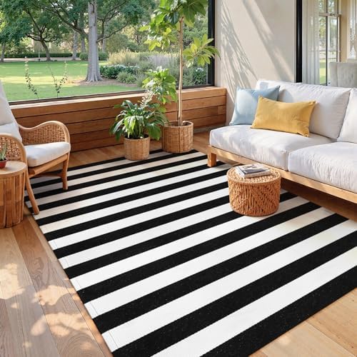 KIMODE Black and White Rug Fall Patio Porch Rug Large Living Room Decor - Image 6