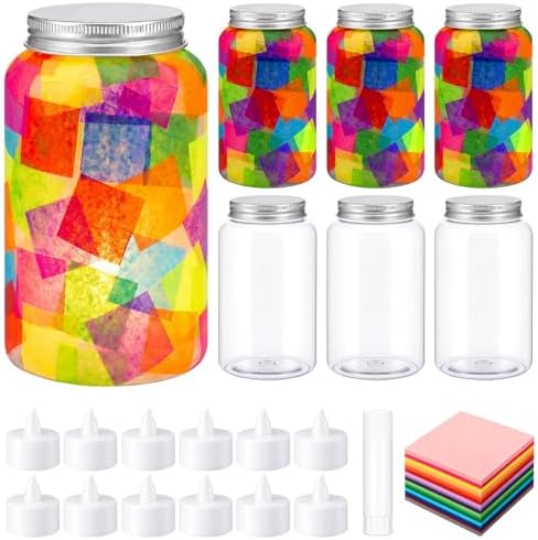 Qinyoung 12 Pcs Coloring Rainbow Mason Jars Crafts DIY Suncatchers by Qinyoung