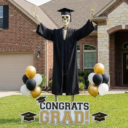 2 Pcs Graduation Outfit for 12 Ft Skeleton Gown and Cap Accessories - Image 7