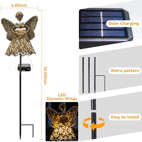 SRNPMIU Angel Solar Lights Outdoor Decor, Solar Angel Garden Decorations - Image 3