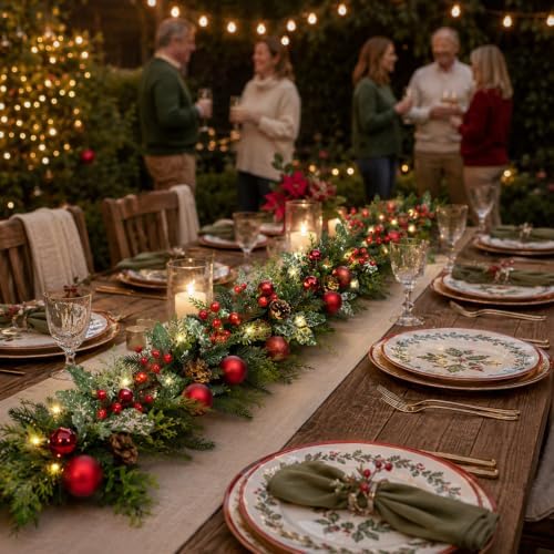 6.5ft Christmas Garland with Lights Artificial Frosted Pine Garlands - Image 4