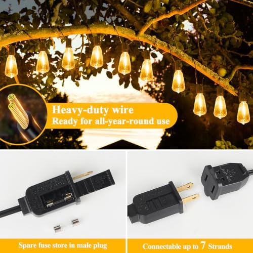 Brightever 200FT Outdoor String Lights 104 Bulbs, 2200K Amber Lights - Image 7
