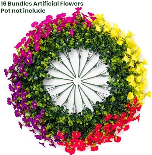 Artificial Faux Flowers for Outdoor 16 Bundles Fake Morning Glory,4Color - Image 4
