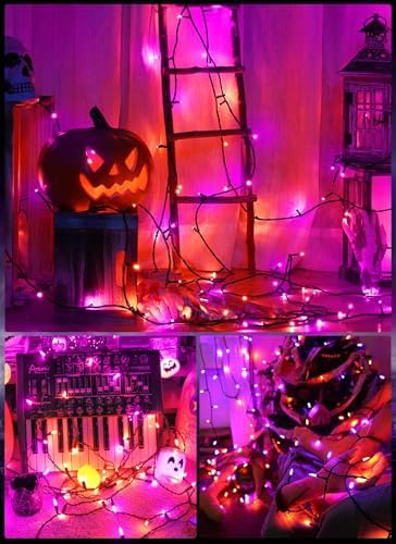 Outdoor Halloween Lights, 39Feet 100 LED Mini Lights with 8 Lighting Modes, Connectable Halloween String Light Plug in for Garden Patio Party Haunted House Ghost Holiday Decoration, Orange & Purple - Image 6