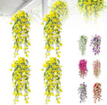 Artificial Flowers for Outdoors Fake Morning Glory Hanging Flower Decoration, 4 Pcs Realistic Faux Plants Petunias Trailing Vines, Spring Summer Decor for Porch Patio Balcony Planter Yard(Yellow) by BloomwithJoy
