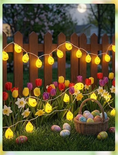 GOOTHY Easter Chicken String Lights Plug in, Indoor Outdoor Easter Decorations Lights with 10 LED Yellow Chicken Light, Hanging Spring Chick Lights for Party Garden Birthday Wedding Home Decor - Image 6