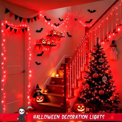 JMEXSUSS 66ft 200 LED Red Halloween Indoor Outdoor String Lights Plug in - Image 3