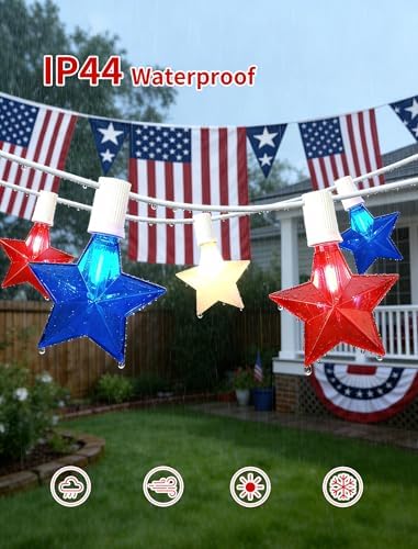 25FT Red White and Blue LED Star Lights - Image 3