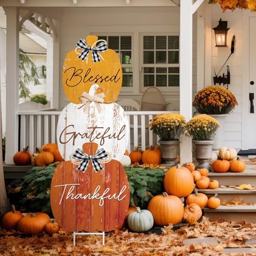 Weysat Fall Outdoor Decor Metal Pumpkin Yard Sign for Porch Lawn Front Door by Weysat