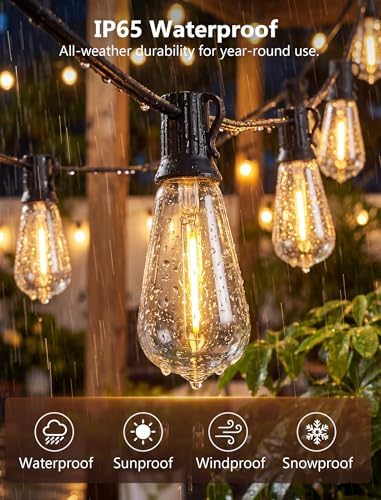 GOOTHY LED Outdoor String Lights 45Ft Patio Lights with 32 Shatterproof ST40 Vintage Edison Bulbs (2 Spare), Hanging Outdoor Light UL Listed for Porch Garden Backyard Balcony Decor - Image 3