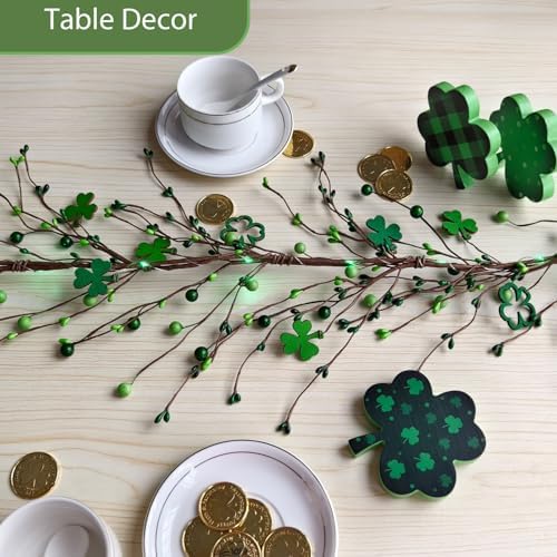 1 Pcs St Patricks Day Garland 5ft, Shamrock Garland, St Patrick's Day with Green Light, St. Patrick's Day Decorations Saint Patricks Irish Decor for Table Mantle Indoor Home - Image 4