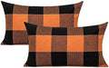 VAKADO 12x20 Inch Set of 2 Buffalo Plaids Decorative Throw Pillow Cases Farmhouse Fall Retro Checkers Lumbar Rectangle Cushion Covers Home Decor for Sofa Couch, Orange and Black by VAKADO