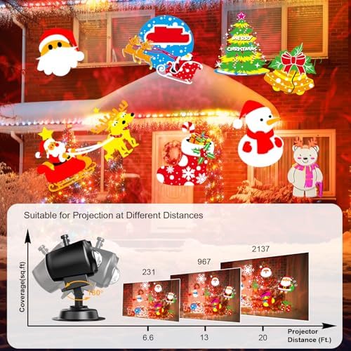 8-Pattern Christmas Projector Lights Outdoor 2-in-1, Holiday Projector Lights Outdoor 26 Effects (Projection Card +3D Ocean Wave) with Timer, Halloween Christmas Decorations Lighting for Party Decor - Image 6