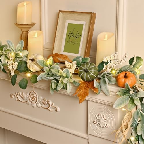 9 FT Fall Garland with Lights, Extra Long Fall Garland for Mantel - Image 3