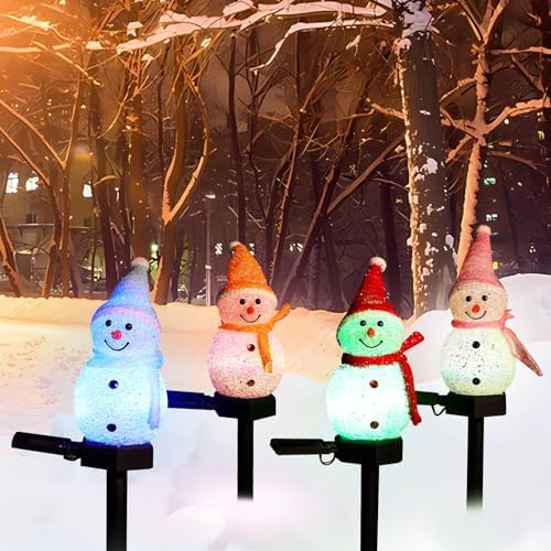 Outdoor Christmas Decorations 2025-Christmas Light Stakes for Yard-Snowman Solar Lights-Snowman Christmas Ornaments for Yard Garden Lawn Landscape Patio Walkway Decor by MLKNK