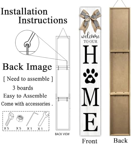 Foutcheou Welcome to Our Home Front Door Sign, 47"X8", White - Image 5
