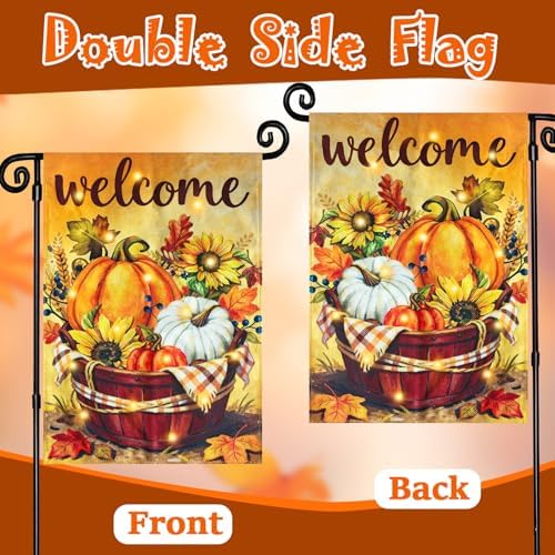 Thanksgiving Garden Flag, Maple Pumpkin, 12x18 In - Image 4