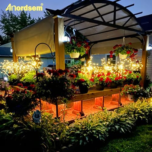 Anordsem Solar Firework Lights Outdoor Garden Fairy Lights 8 Pack Warm - Image 2