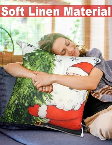 multiwins Christmas Decorations Set of 4 Double-Sided Print Christmas Pillow Covers 18" x 18", with 8 Cute Patterns, Throw Pillow Covers Perfect for Home Christmas Decor - Image 6