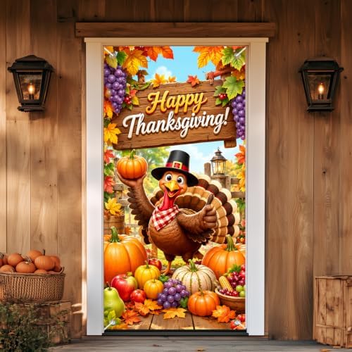 BlissYard Thanksgiving Harvest Turkey Door Cover 35 x 71 Inch - Image 5