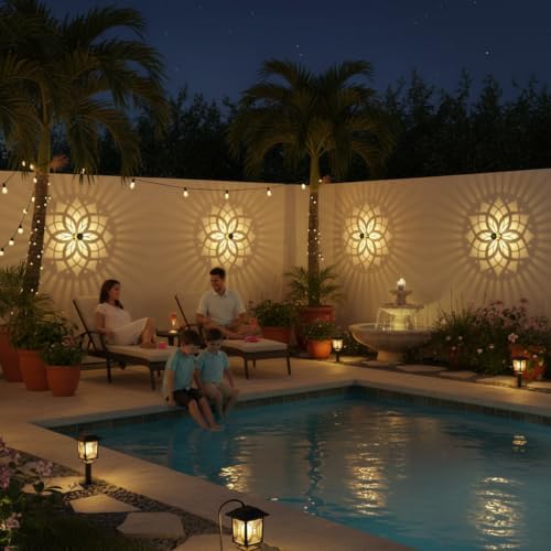 2 Pack Solar Fence Lights Metal Solar Powered Outdoor Wall Deck Step Lights Mandala Theme Waterproof Fence Light for Garden Post Patio Backyard Yard Decor, Gardening Gifts for Women Mom Grandma - Image 3