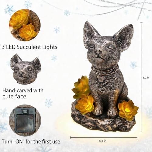 IVCOOLE Dog Statue with Solar Light, Dog Garden Decor, Outdoor Statue, Gifts for Mom - Image 4