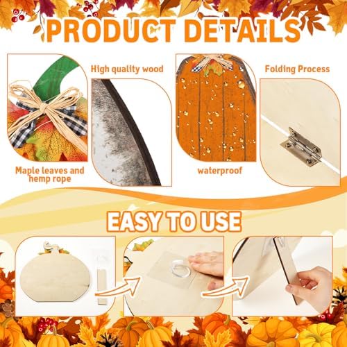 Yuntau 5 Pcs Farmhouse Fall Porch Decoration, Standing Pumpkin Design - Image 6