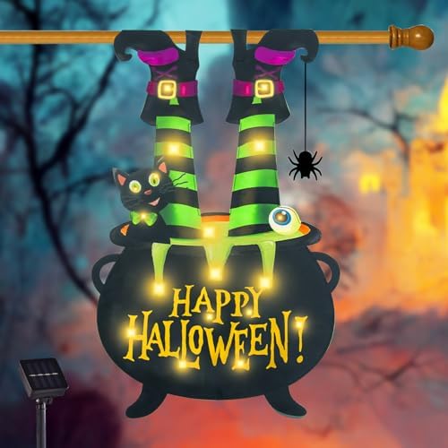 Halloween Lighted Garden Flag, Witch Feet Yard Decor, 28x40 In by FLAGMESAGE