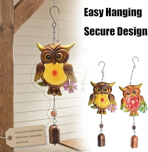 VIKKSAER 2 PCS Metal Owl Wind Chimes Colorful Decorative Hanging Ornaments for Indoor and Outdoor Ideal for Gardens Patios and Home Decor - Image 4