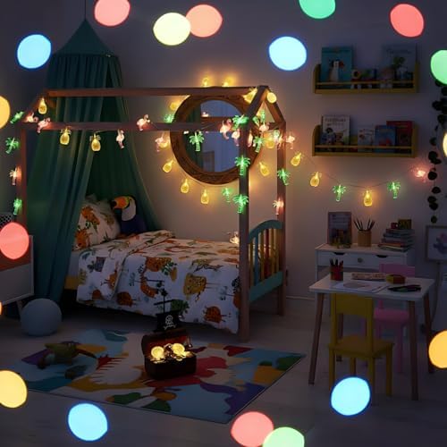 Summer Tropical String Lights 10FT 20 LED – Flamingo Pineapple Palm Tree Battery Operated Lights for Luau Party, Hawaiian Beach Pool Decor, Indoor Outdoor Summer Party Decorations - Image 5