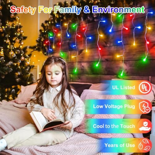 Christmas Icicle Lights Outdoor 132FT 1332 LED Drops Multicolor - Image 5
